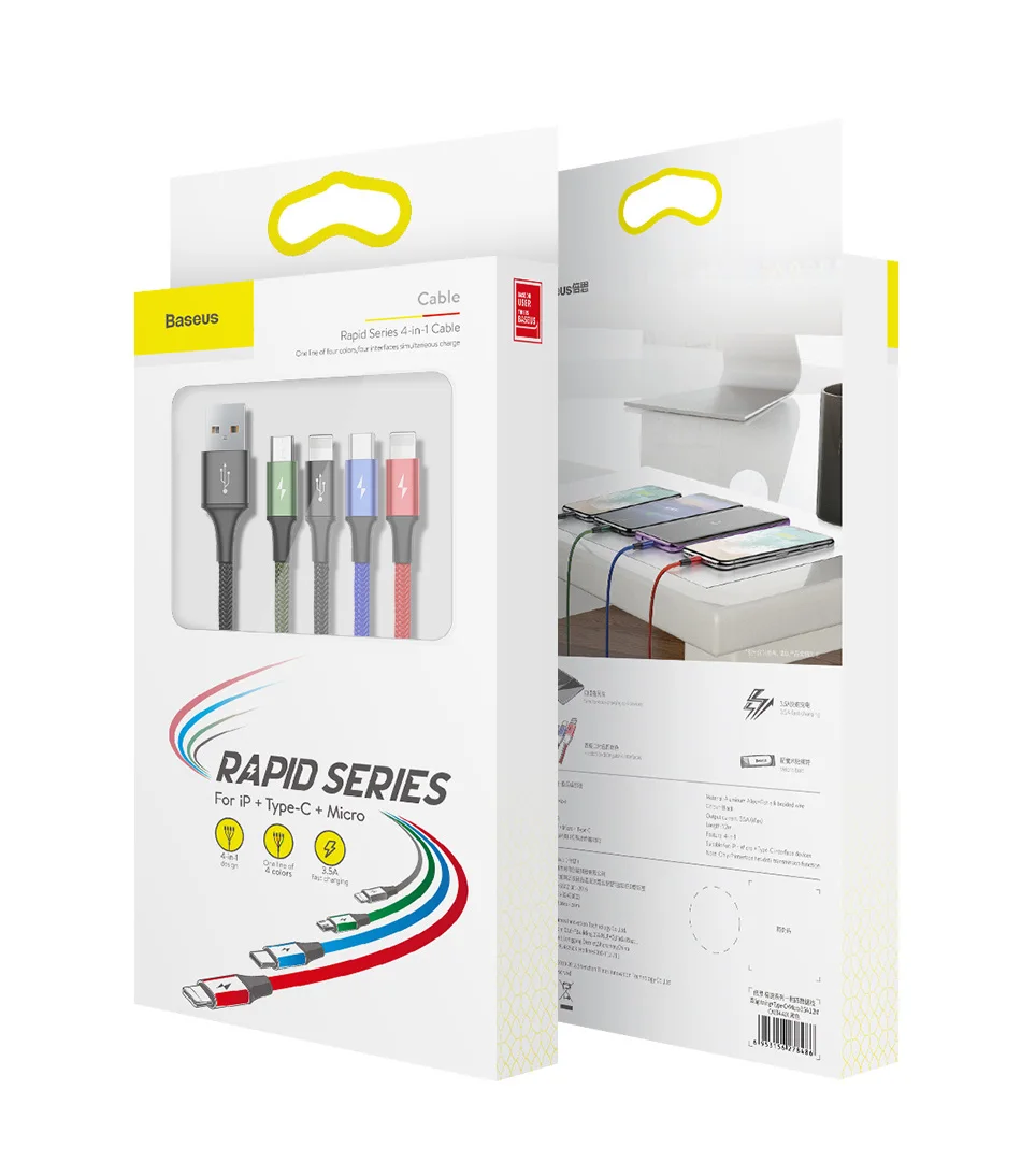 Cabo USB 4 em 1 Colorido 3.5A - Imagem 25