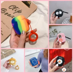 Case de Silicone Arco-Íris para Fone de Ouvido W04