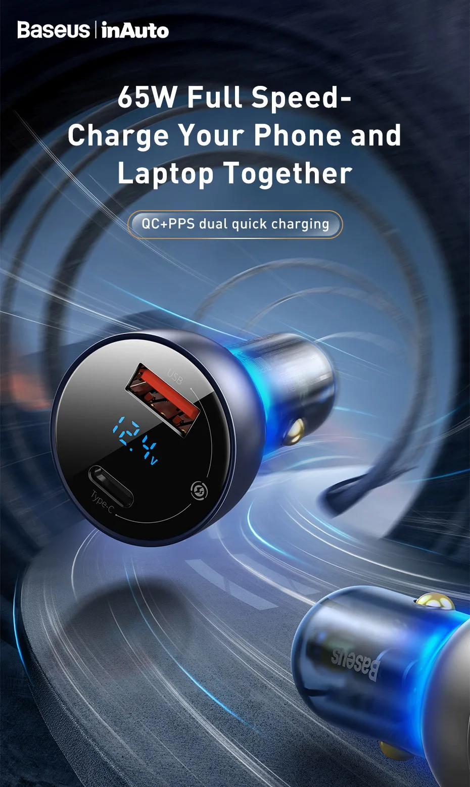 Kit Carregador Veicular 65W + Cabo PD 100W - Imagem 7