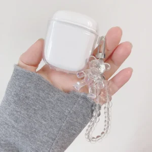Case de Silicone Transparente Ursinho para Fone W04 e W04 Pro Baseus