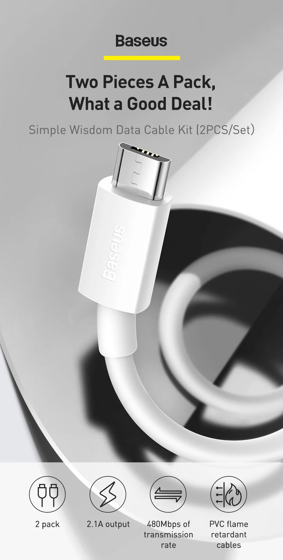 Kit 2 Cabos Micro USB 2.1A 1,5m - Imagem 7