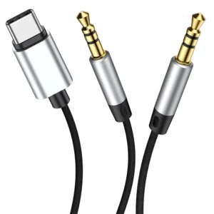 Cabo 2 em 1 USB C para Jack 3,5mm - Preto