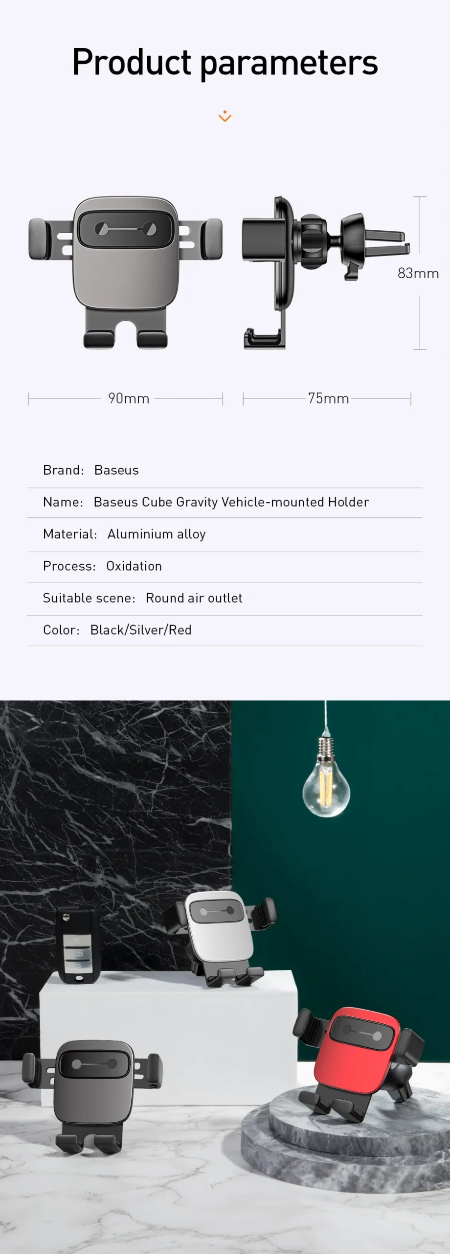 Suporte para telefone Baseus gravidade - Imagem 18