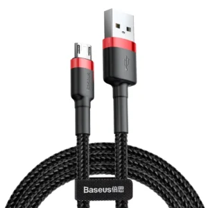 Cabo Micro USB Baseus 2,4A - Vermelho & Preto