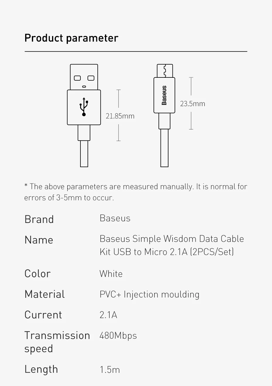 Kit 2 Cabos Micro USB 2.1A 1,5m - Imagem 18
