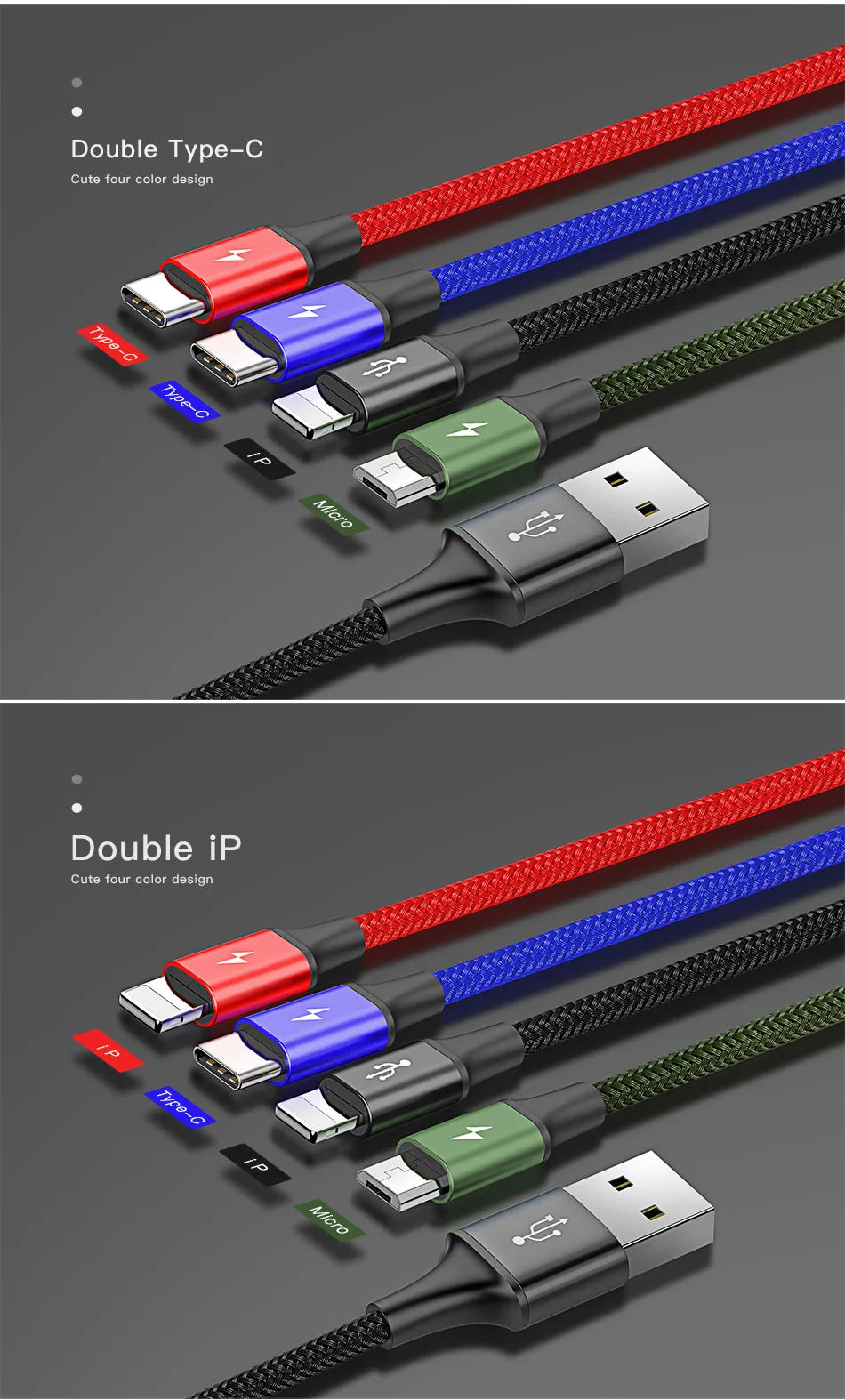 Cabo USB 4 em 1 Colorido 3.5A - Imagem 20