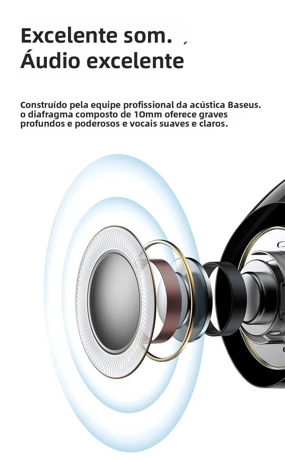 Fone de Ouvido Baseus Bowie MZ10 Bluetooth 5.2 - Imagem 12