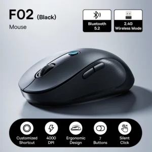 Mouse Sem Fio Ergonômico Baseus F02 - Preto