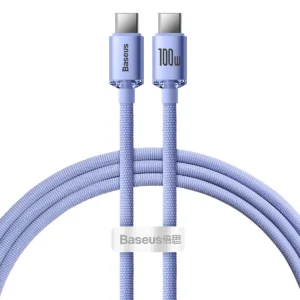 Kit Baseus 10 Cabos 100W USB C PD Serie Cristal 1,2m - Roxo