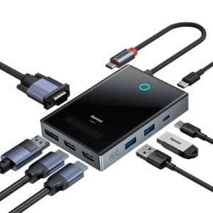 Hub USB C 8 em 1 PioneerJoy 4 Telas - 8 em 1