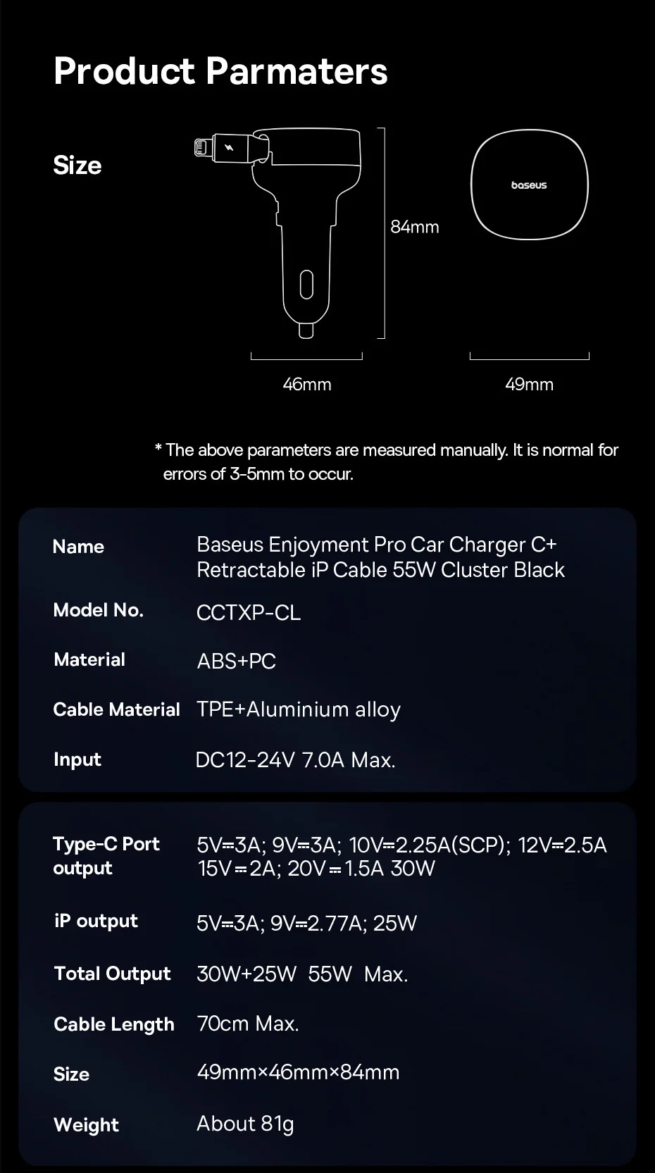 Carregador Veicular 60W 3 em 1 com Cabo Retrátil - Imagem 24