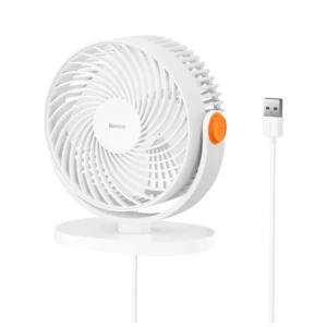 Ventilador de mesa ajustável Baseus - Branco com Cabo