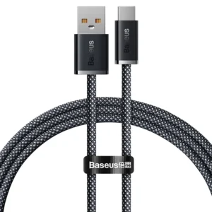Cabo USB C Baseus 100W 6A Dados e Carregamento Rápido - Cinza