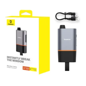 Mini Quebrador de Vidros de Emergência 3 em 1 com Lanterna - Preto