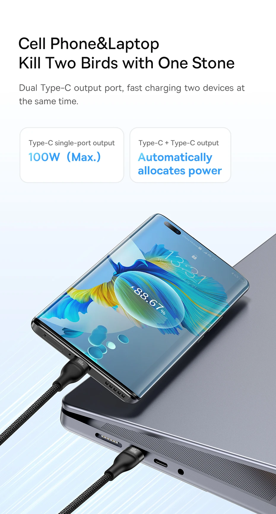 Cabo USB C 100W 2 em 1 - Imagem 9