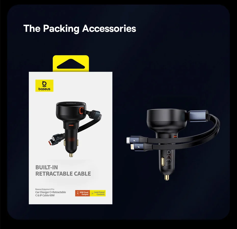 Carregador Veicular 60W 3 em 1 com Cabo Retrátil - Imagem 29