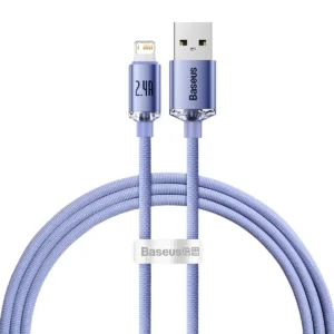 Kit Baseus 20 Cabos USB 2.4A para iPhone Design Translúcido 1,2m - Roxo