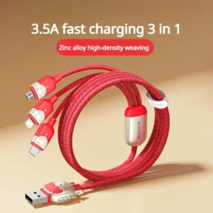 Cabo USB 3 em 1 Dragão 3.5A - Vermelho
