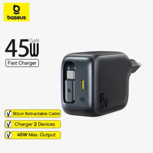 Carregador Baseus EnerCore CJ11 45W  com Cabo Retrátil USB-C