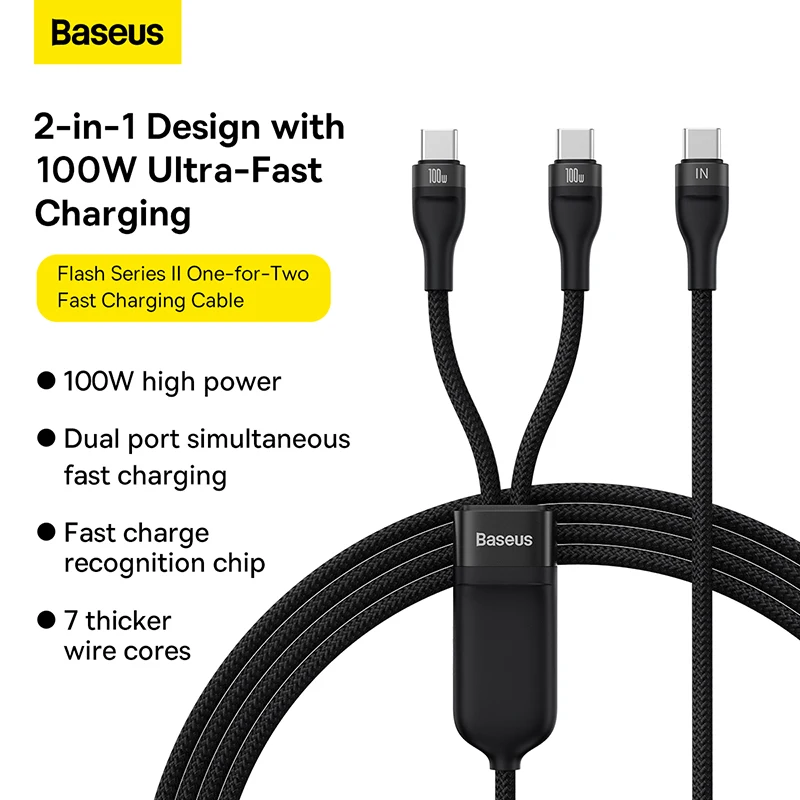 Cabo USB C 100W 2 em 1