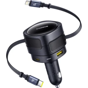 Carregador Veicular com Dois Cabos Retráteis - 90 W USB 2 Tipo C iP
