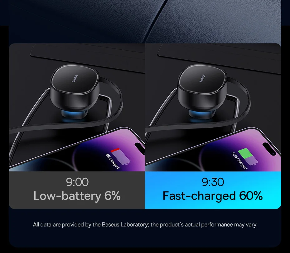 Carregador Veicular 60W 3 em 1 com Cabo Retrátil - Imagem 15