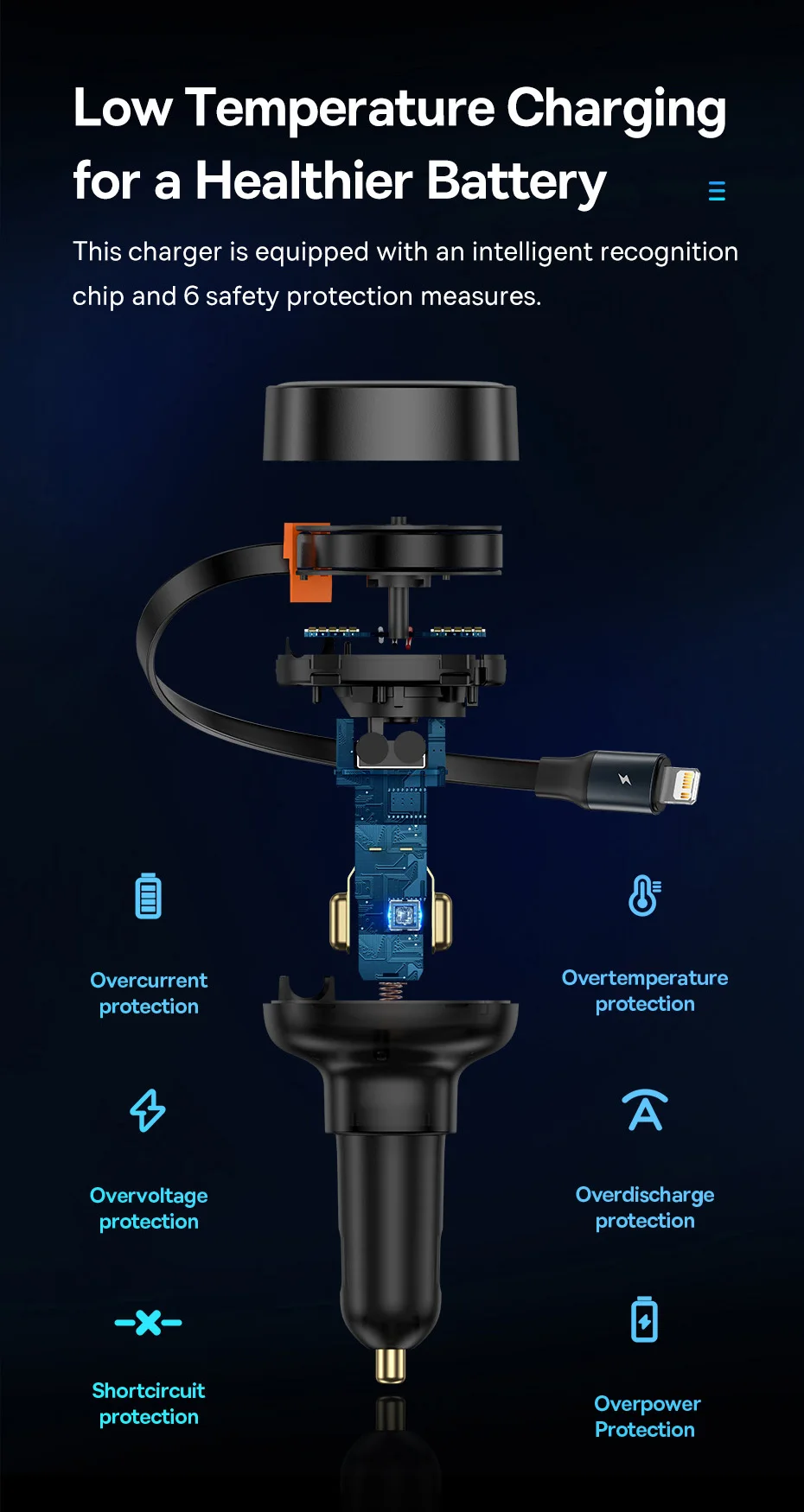 Carregador Veicular 60W 3 em 1 com Cabo Retrátil - Imagem 17