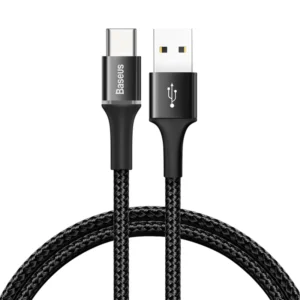 Cabo USB Tipo C Baseus 3A LED Colorido - Preto