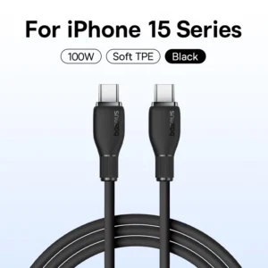 Cabo USB C Baseus 100W 6A Ultra Rápido de Sílica Líquida - Preto