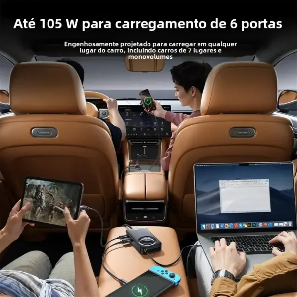 Carregador Veicular 105W com Cabo Retrátil PrimeTrip VW1 - Imagem 4