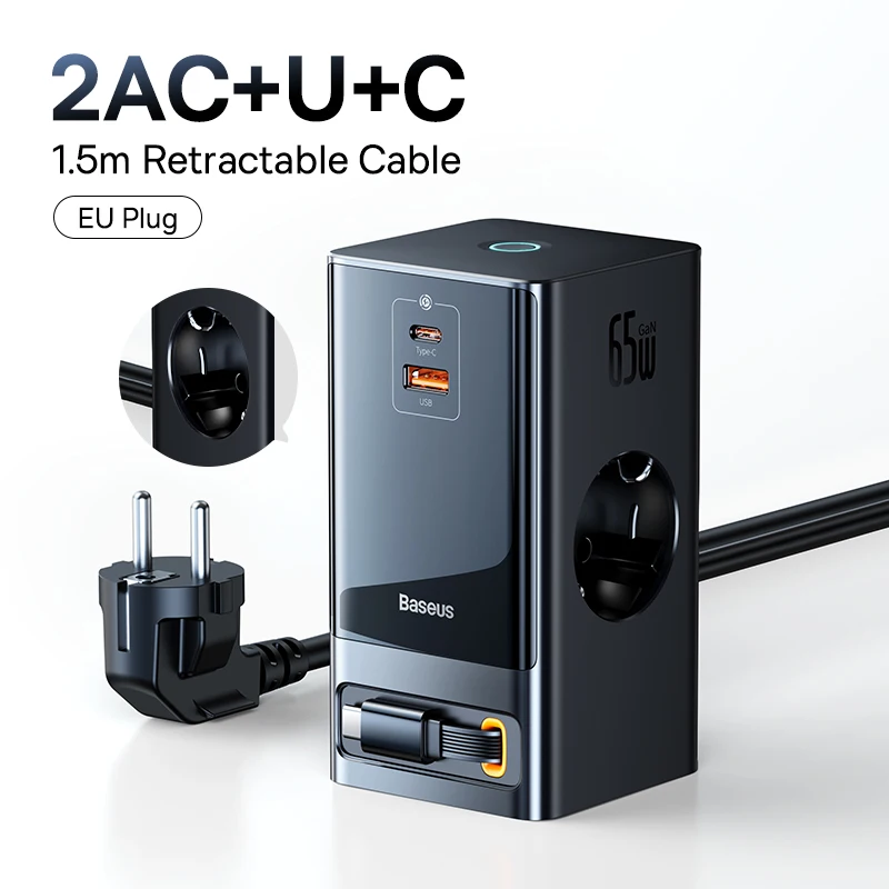 Estação de Carregamento 65W 6 em 1 com Controle Digital - Plugue EU 220V