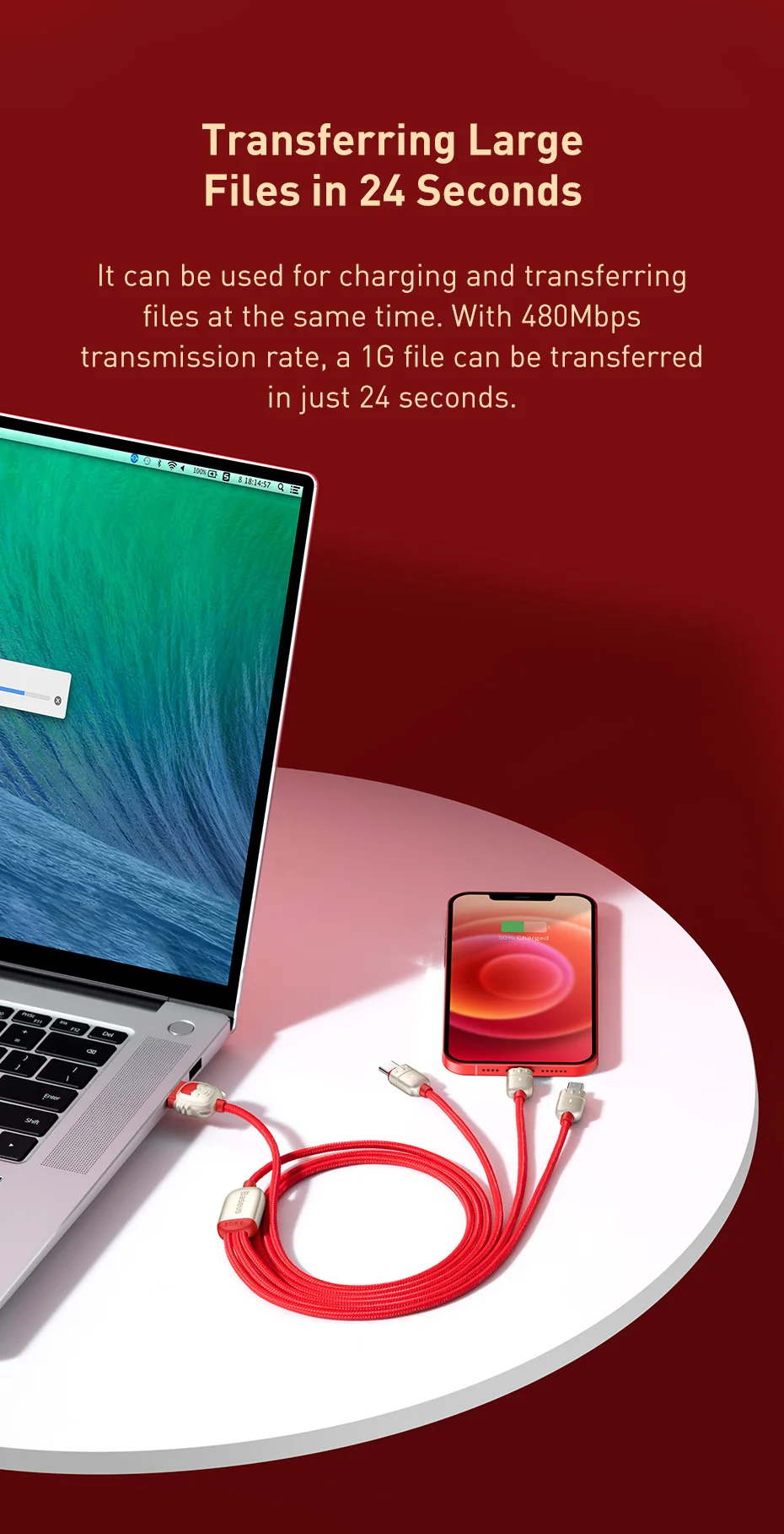 Cabo USB 3 em 1 Temático Baseus - Imagem 16