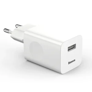 Carregador Baseus 24W USB Carregamento Rápido - Branco