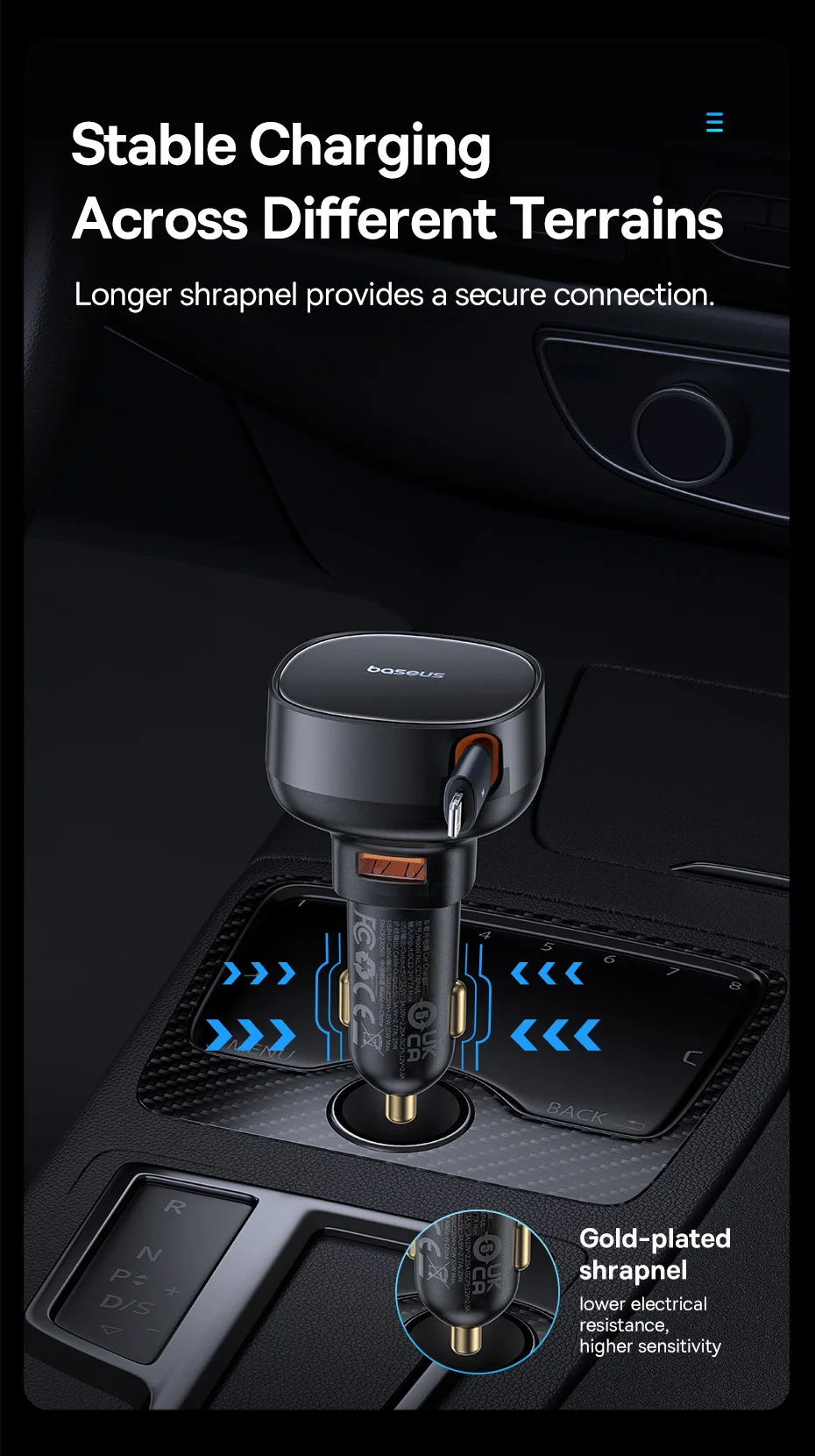 Carregador Veicular 60W 3 em 1 com Cabo Retrátil - Imagem 20