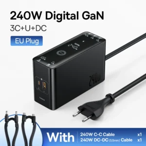 Carregador Inteligente Digital Ultra Rápido GaN 240W - Plugue Brasil