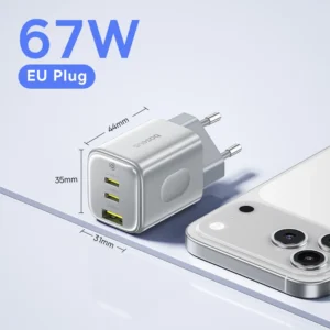 Carregador Baseus PicoGo 67W Carregamento Rápido - Prata