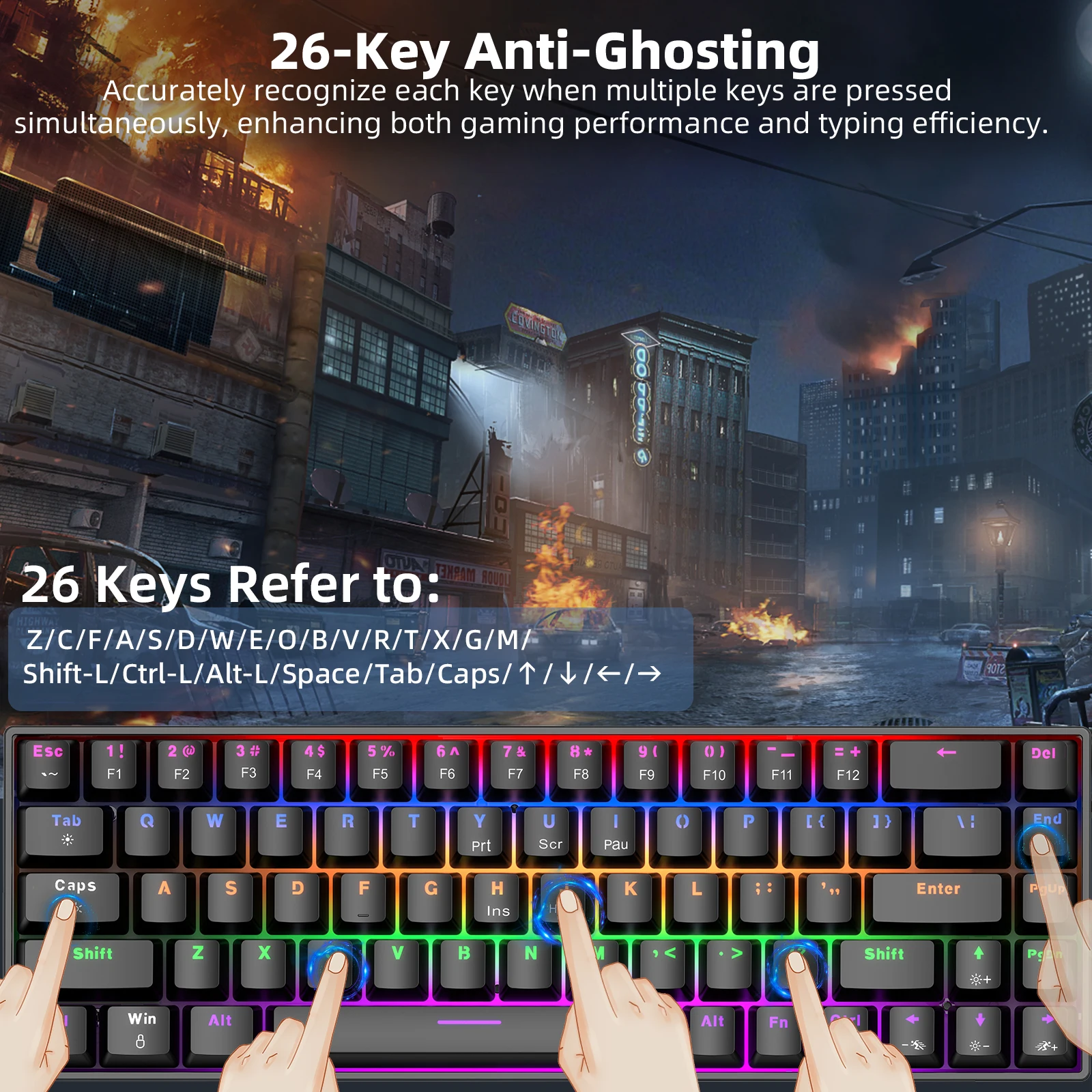 Teclado Mecânico Compacto Goojodoq RGB 68 Teclas - Imagem 13