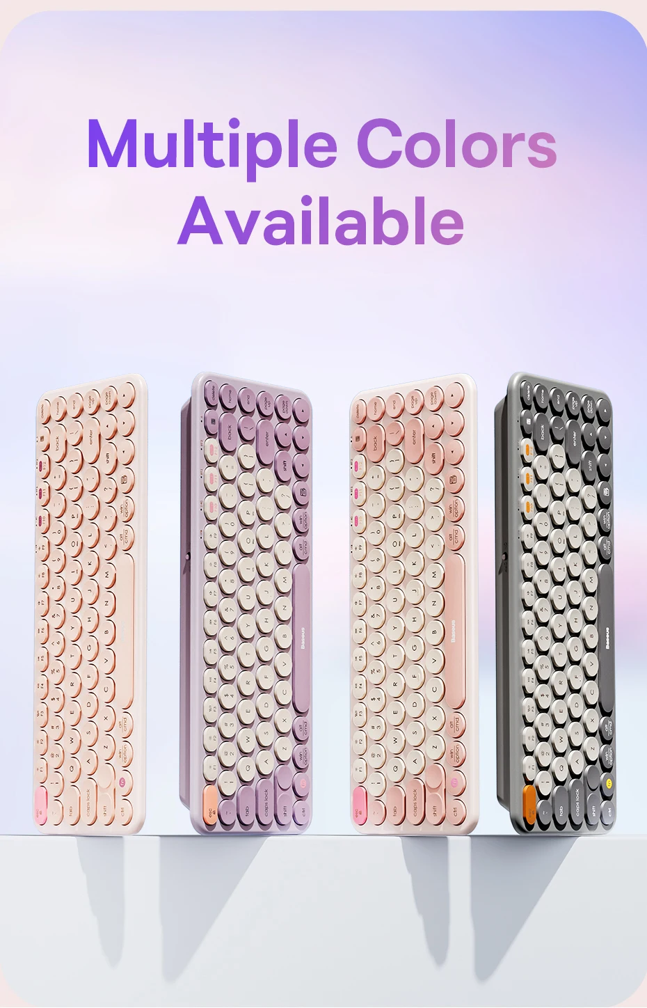 Teclado Sem Fio Bluetooth K01A Rosa - Imagem 20