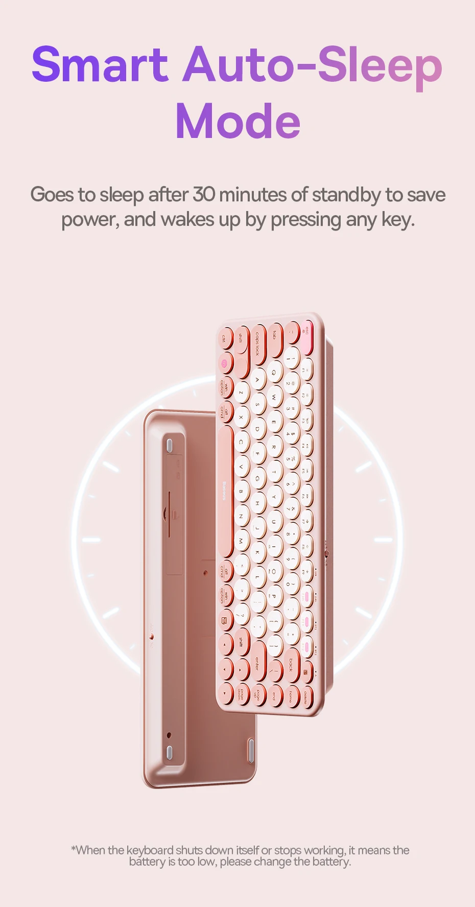 Teclado Sem Fio Bluetooth K01A Rosa - Imagem 17