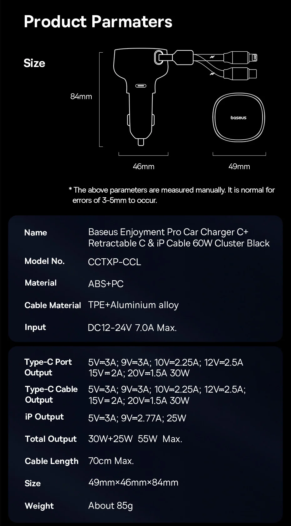 Carregador Veicular 60W 3 em 1 com Cabo Retrátil - Imagem 28