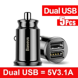 Kit 5 Carregadores Veicular 12V USB Duplo 3.1A - USB Duplo 5V 3.1A