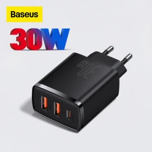 Carregador Baseus 30W USB QC3.0 PD3.0 Tipo C 3 Portas