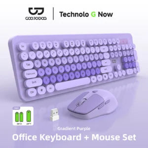 Kit Teclado e Mouse Sem Fio Goojodoq is100 A1999 - Roxo