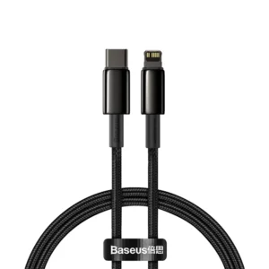 Cabo Baseus USB C para iPhone 20W Carregamento Rápido e Dados - Preto