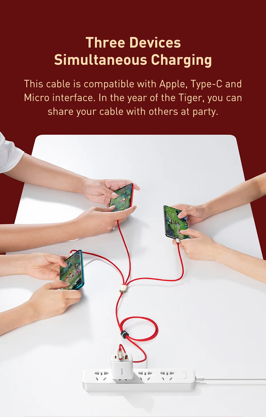 Cabo USB 3 em 1 Temático Baseus - Imagem 9