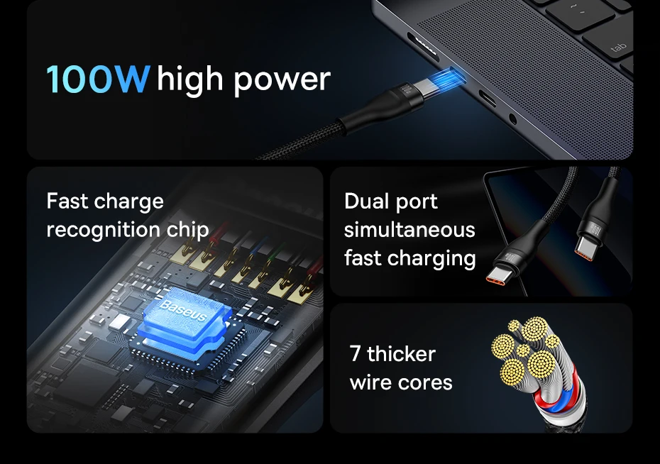 Cabo USB C 100W 2 em 1 - Imagem 8