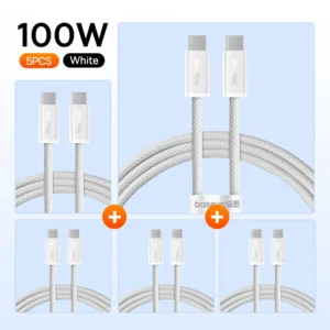 Kit 5 Cabos USB C 100W Dynamic 3 - Branco