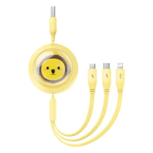 Cabo Retrátil USB 3 em 1 Leo - Amarelo