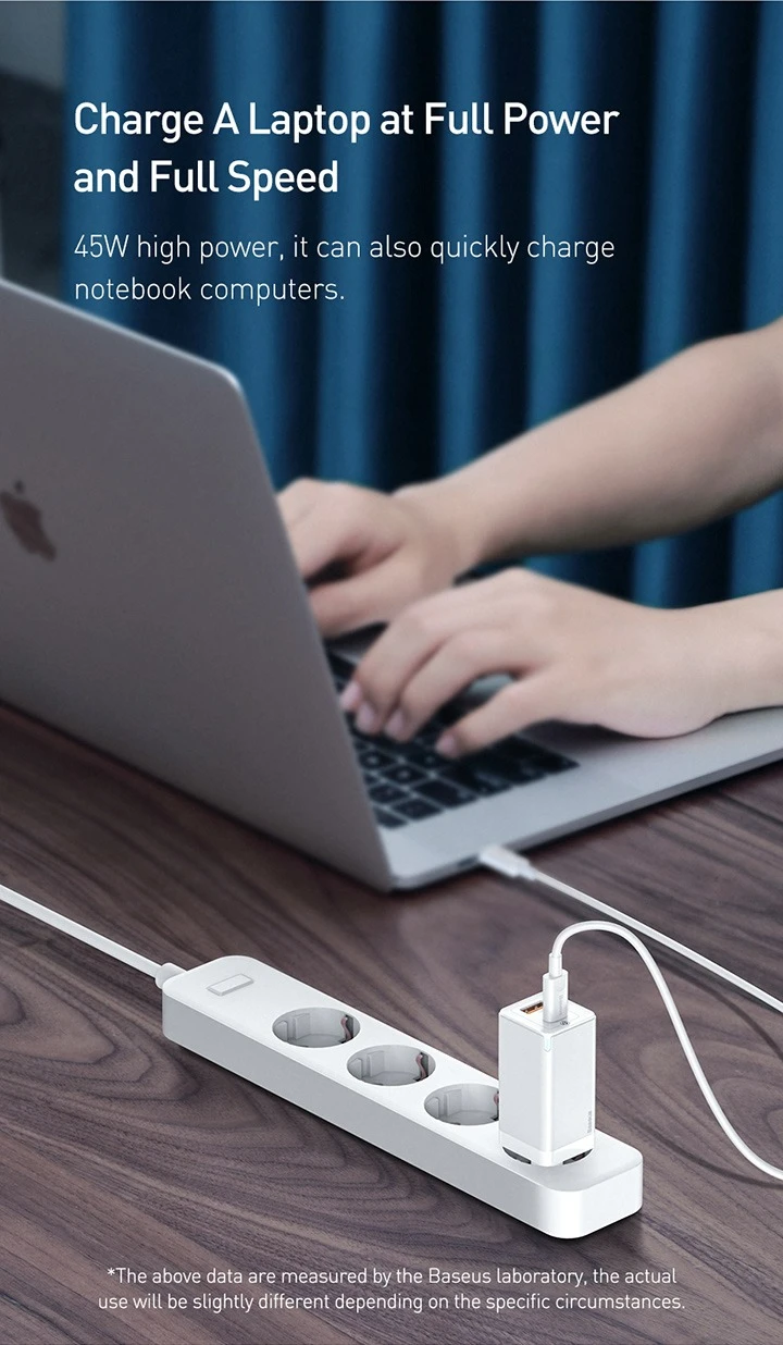 Carregador 45W GaN2 USB e Tipo C com cabo 60W - Imagem 7