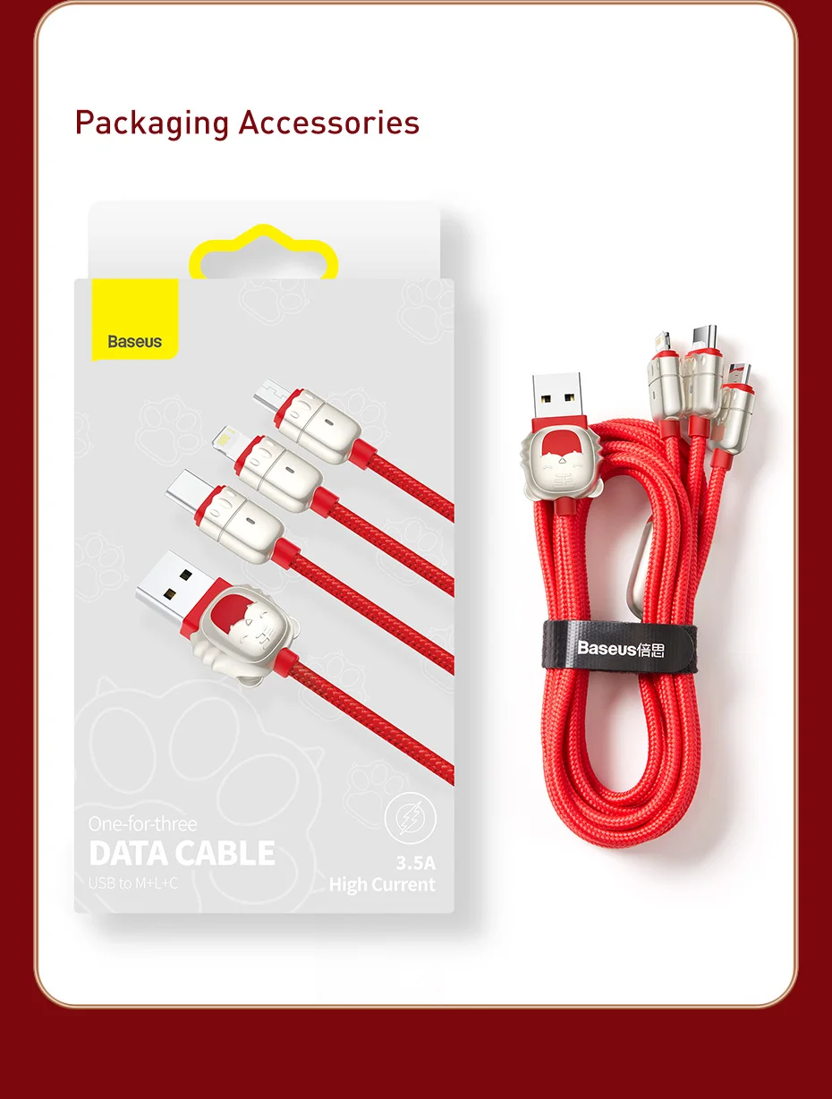 Cabo USB 3 em 1 Temático Baseus - Imagem 21